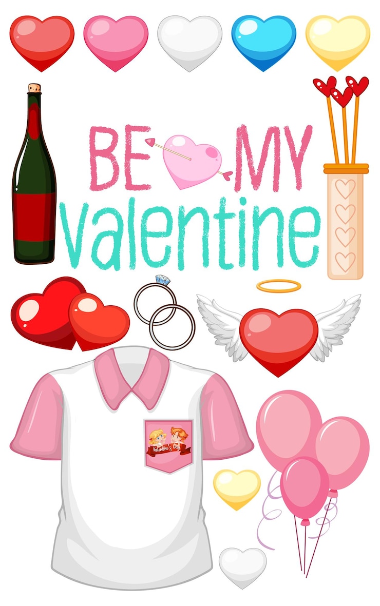 Free Vector valentine theme with shirt and balloons