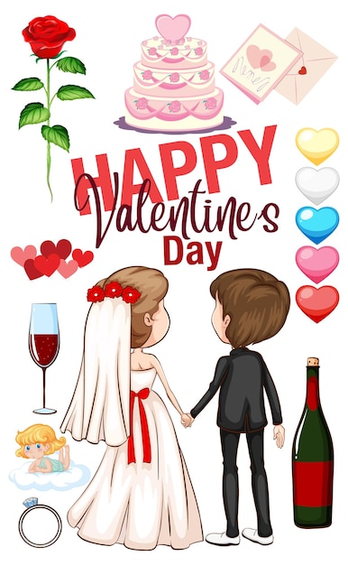 Free vector valentine theme with wedding couple