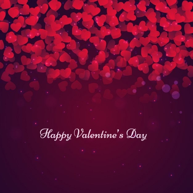 Valentines background with hearts in bokeh style