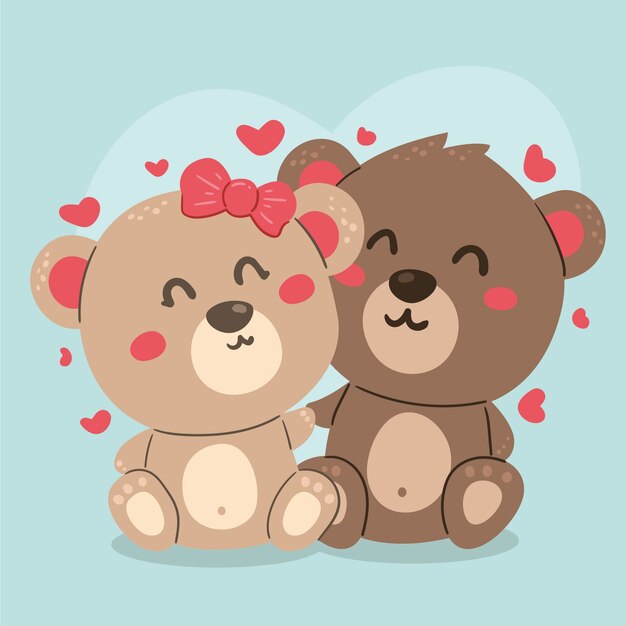 Valentines day animal couple illustration