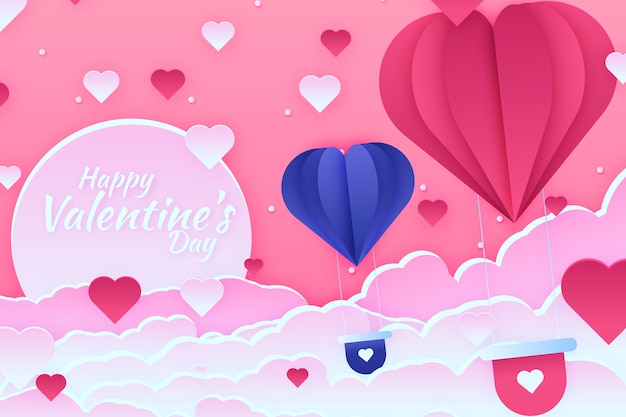 Valentines day background concept in paper style