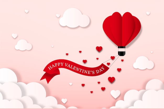 Vettore gratuito san valentino sfondo in stile carta