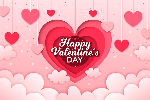 Free vector valentines day background in paper style