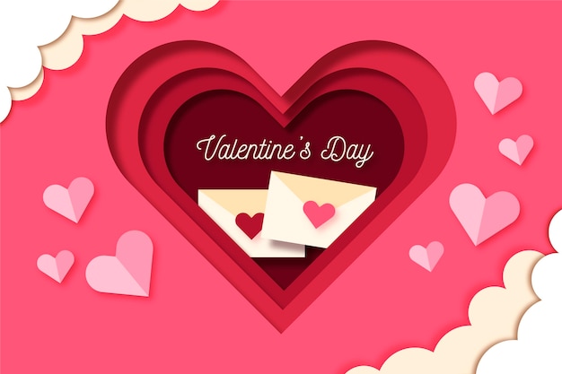 Free vector valentines day background in paper style