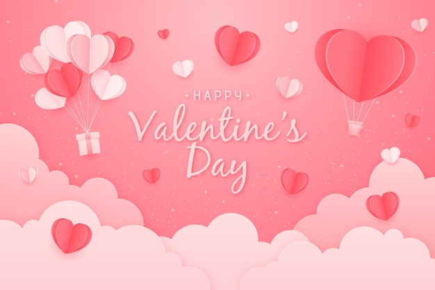 Free Vector valentines day background in paper style