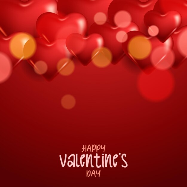 Valentines Day background Romantic composition with hearts and typography