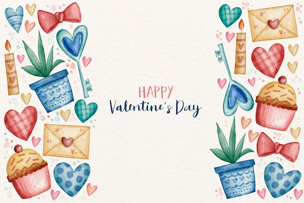 Free vector valentines day background in watercolor