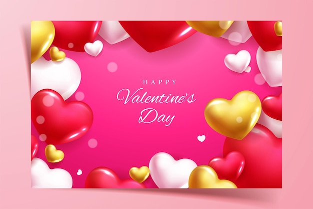 Valentines day background with 3d balloons