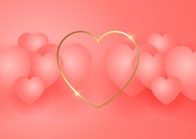 Бесплатное векторное изображение День святого валентина фон с золотым сердцем