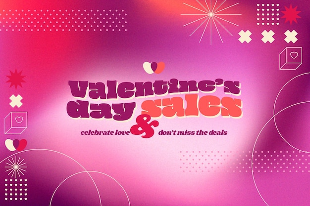 Free vector valentines day background with grainy gradient and flat elements