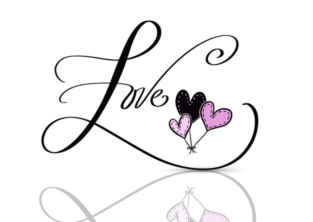 Valentines Day background with hand drawn lettering