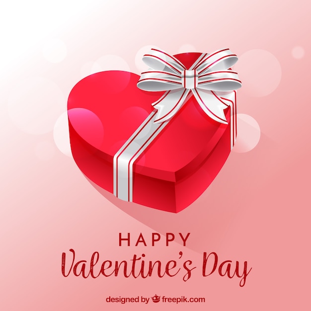 Valentines day background with heart gift box