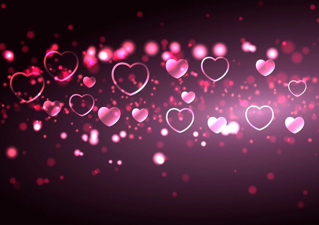 Valentines Day background with hearts and bokeh lights design