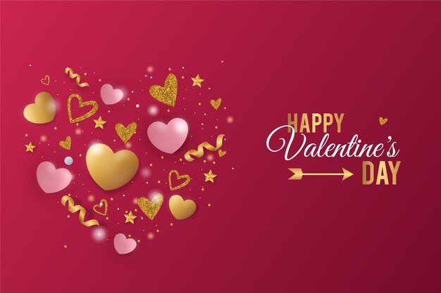 День Святого Валентина фон с сердечками и лентой