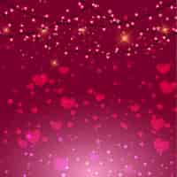 Free vector valentines day background with pink hearts and lights