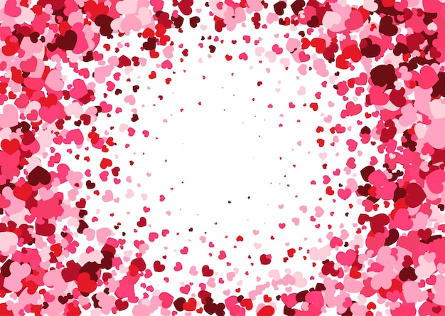 Sfondo di san valentino con bordo di cuori rosa e rosso