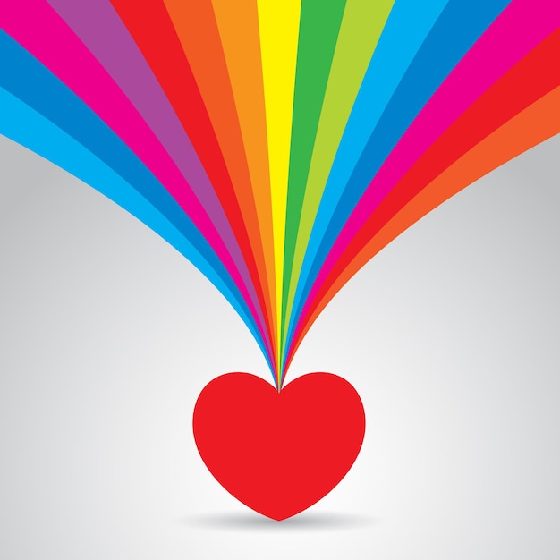 Valentines Day background with a rainbow burst design
