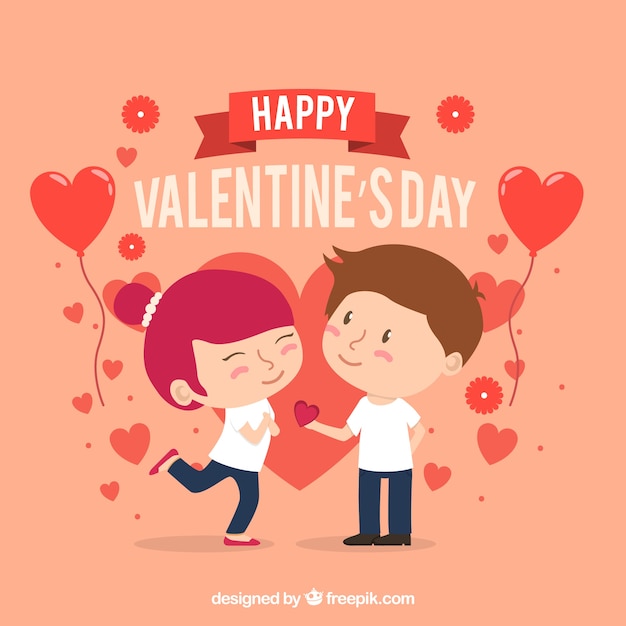 Valentines day background with young couple