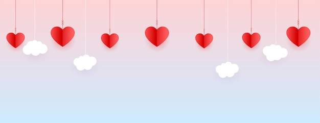 Vettore gratuito banner di san valentino con design in stile carta