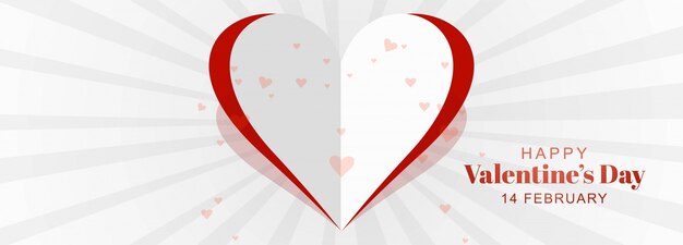 Banner di san valentino con cuore di carta