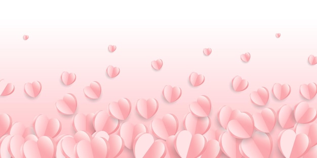 Free vector valentines day banner with paper hearts design