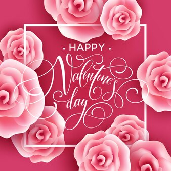 Открытка на день святого валентина с фоном из роз. векторная иллюстрация eps10