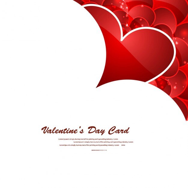 Valentines day card with shiny red hearts