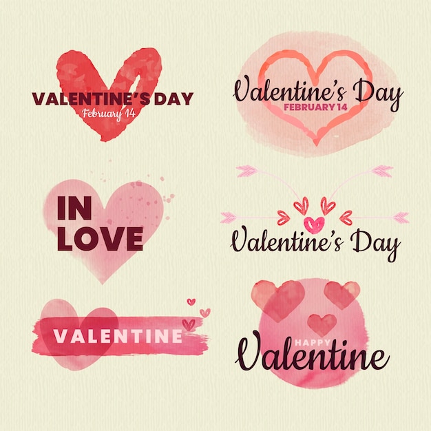 Free vector valentines day celebration badges collection