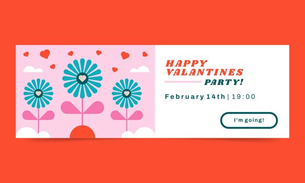 Valentines day celebration horizontal banner template