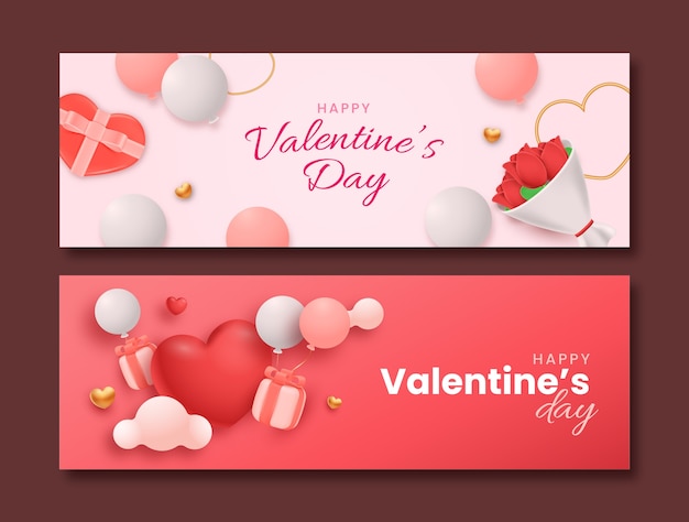 Valentines day celebration horizontal banner template