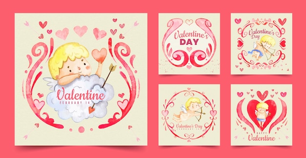 Free vector valentines day celebration instagram posts collection