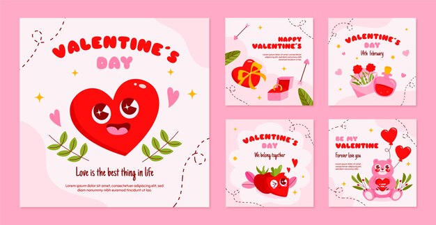 Valentines day celebration instagram posts collection
