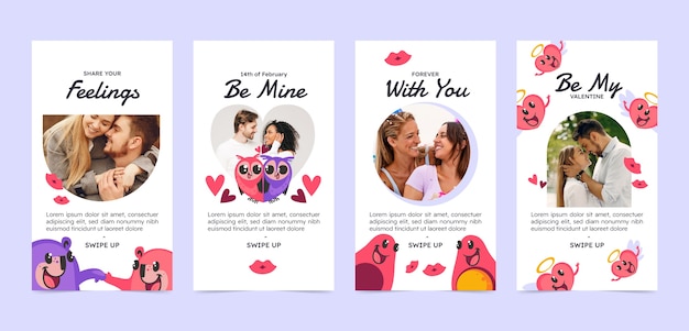 Free vector valentines day celebration instagram stories collection