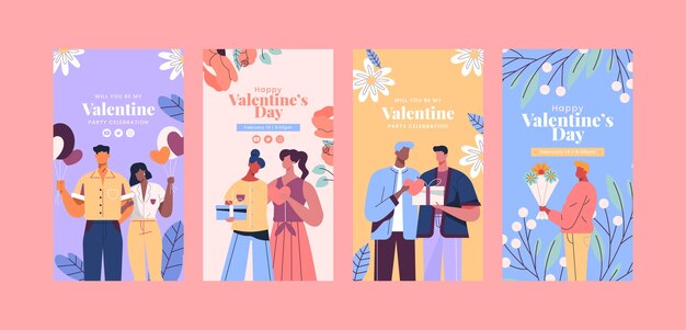 Raccolta di storie di instagram per la celebrazione di San Valentino