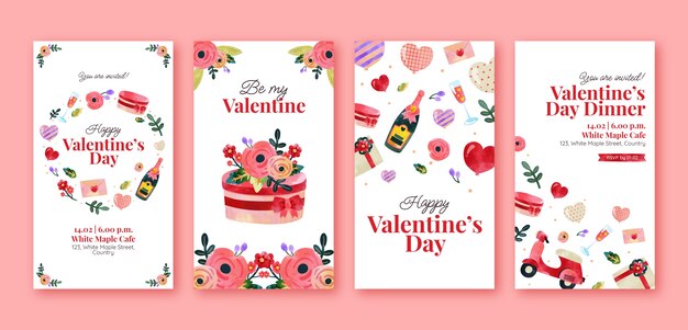 Free Vector valentines day celebration instagram stories collection