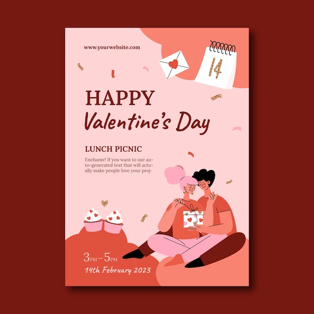 Free vector valentines day celebration invitation template