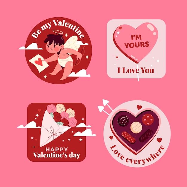 Valentines day celebration labels collection