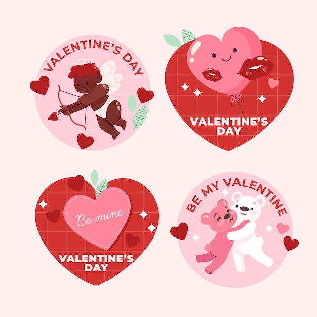 Free vector valentines day celebration labels collection