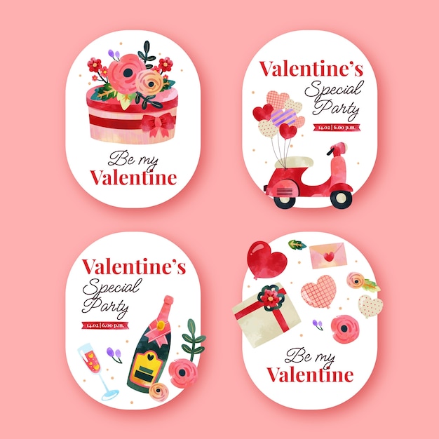 Free vector valentines day celebration labels collection