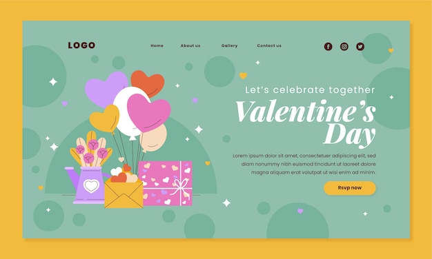Free vector valentines day celebration landing page template
