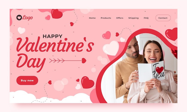 Free vector valentines day celebration landing page template