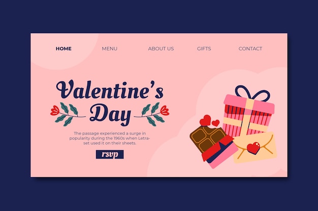 Valentines day celebration landing page template