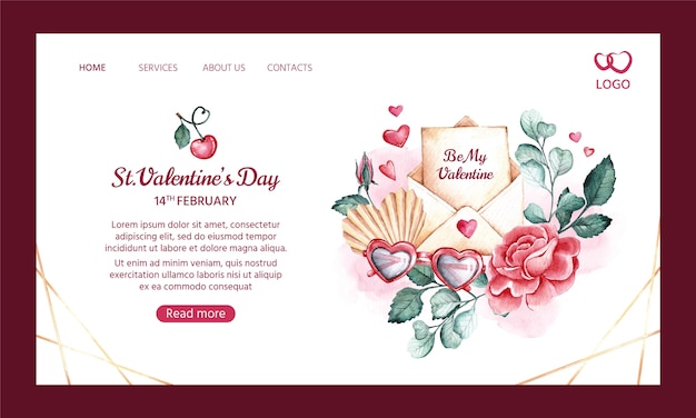 Valentines day celebration landing page template