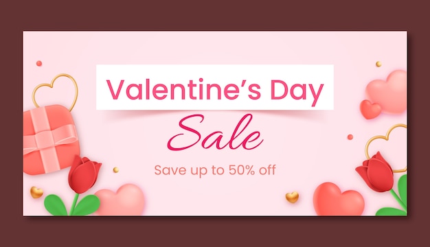 Free vector valentines day celebration sale banner template