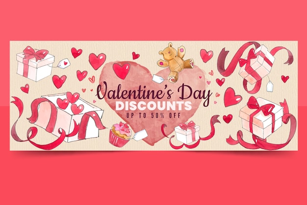 Valentines day celebration social media cover template