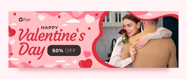 Vettore gratuito modello di intestazione twitter per la celebrazione di san valentino