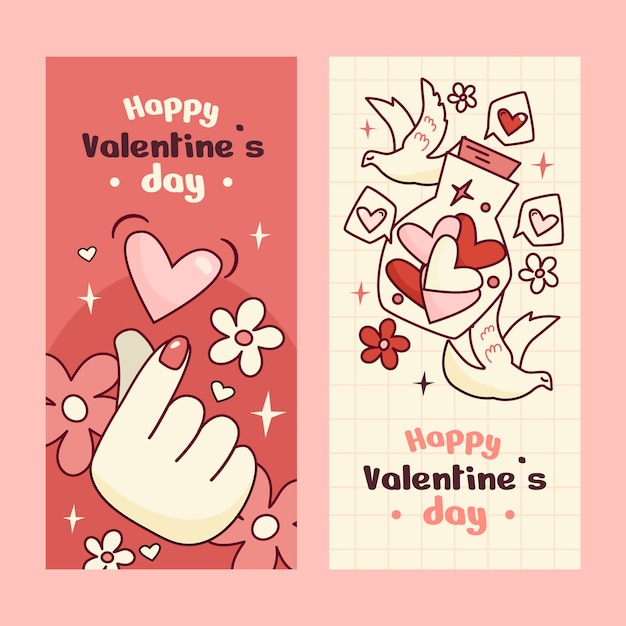 Free vector valentines day celebration vertical banners set