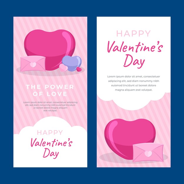 Free vector valentines day celebration vertical banners set