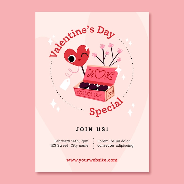 Valentines day celebration vertical poster template