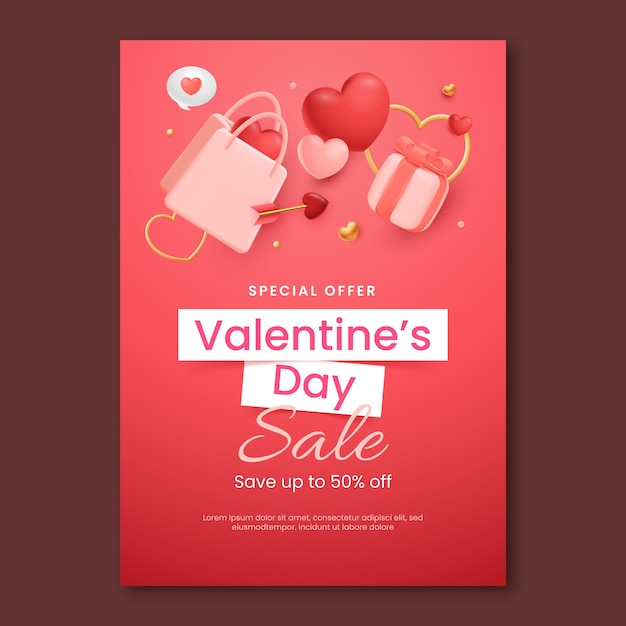 Free vector valentines day celebration vertical poster template